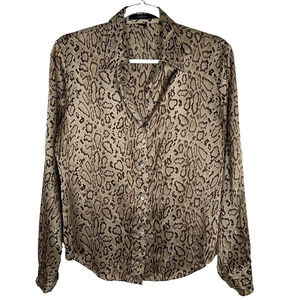 Ishyu womens Sz 8 silk reptile print button up blouse Basic Bohemian Capsule